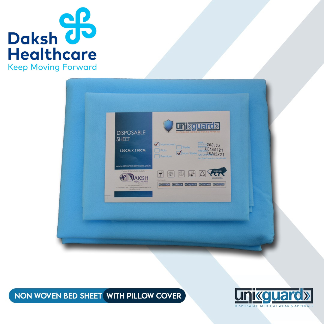 Uniguard Disposable / hospital / patient Bedsheet with Pillow Cover Non Woven 30GSM (120CM X 210CM)
