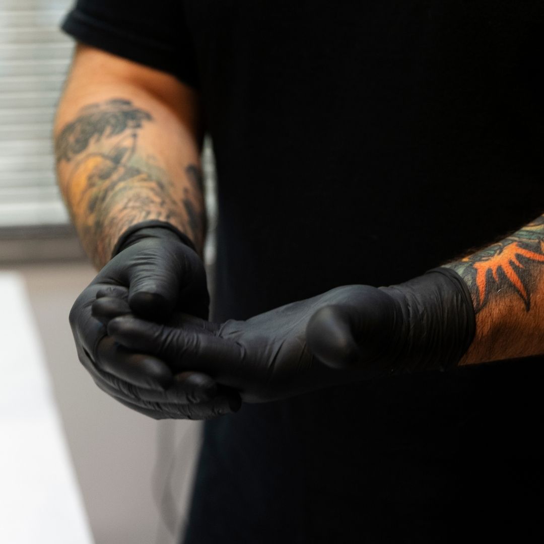 Unitouch Nitrile Powdered Free Examination Gloves (Black) Pack of 50 Pcs