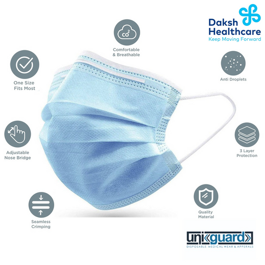 Uniguard Medical and Surgical Disposable 3 PLY Elastic mask