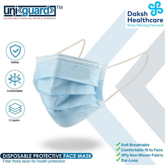 Uniguard Medical and Surgical Disposable 3 PLY Elastic mask with Filter
