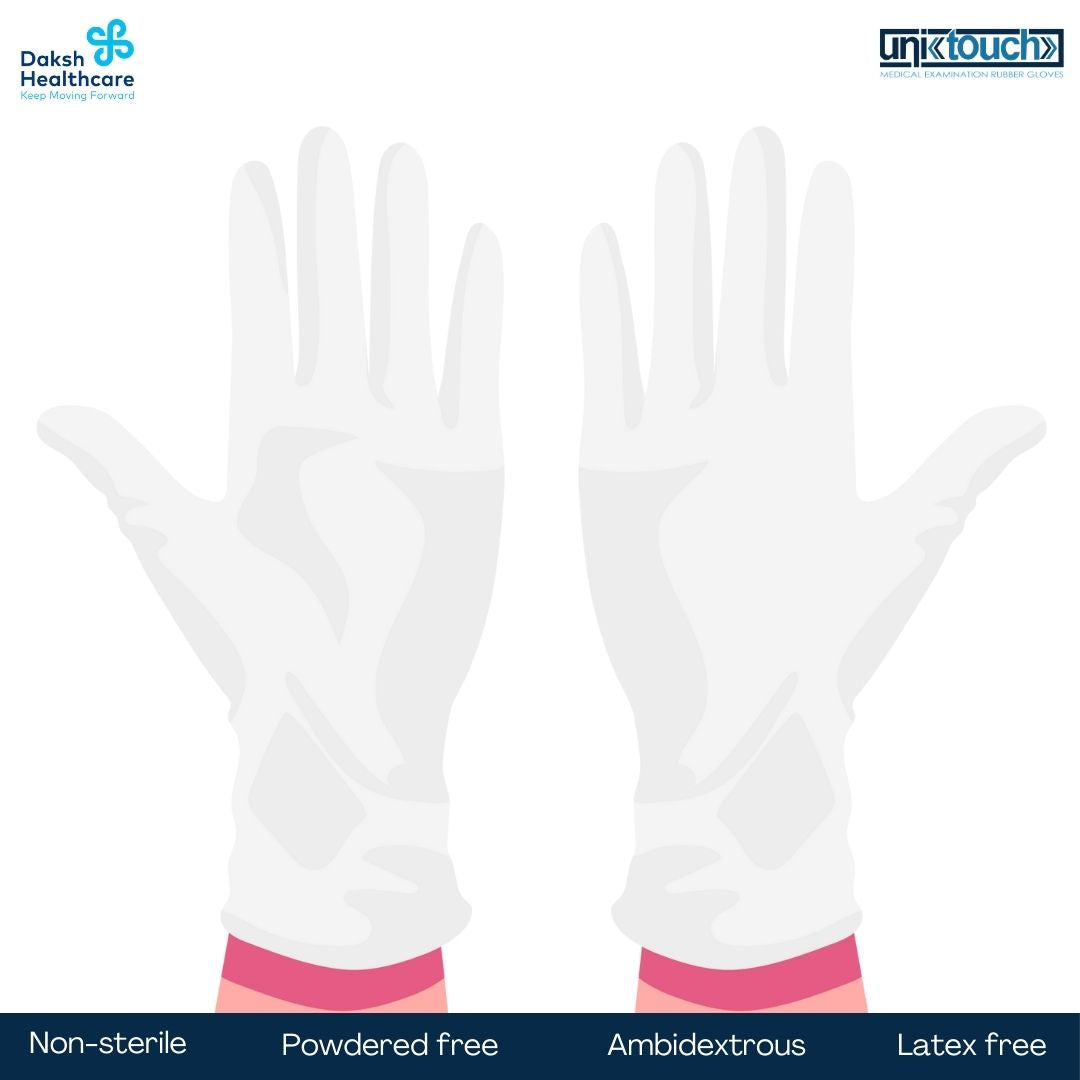 Unitouch Nitrile Powdered Free Examination Gloves (White) Pack of 100 Pcs