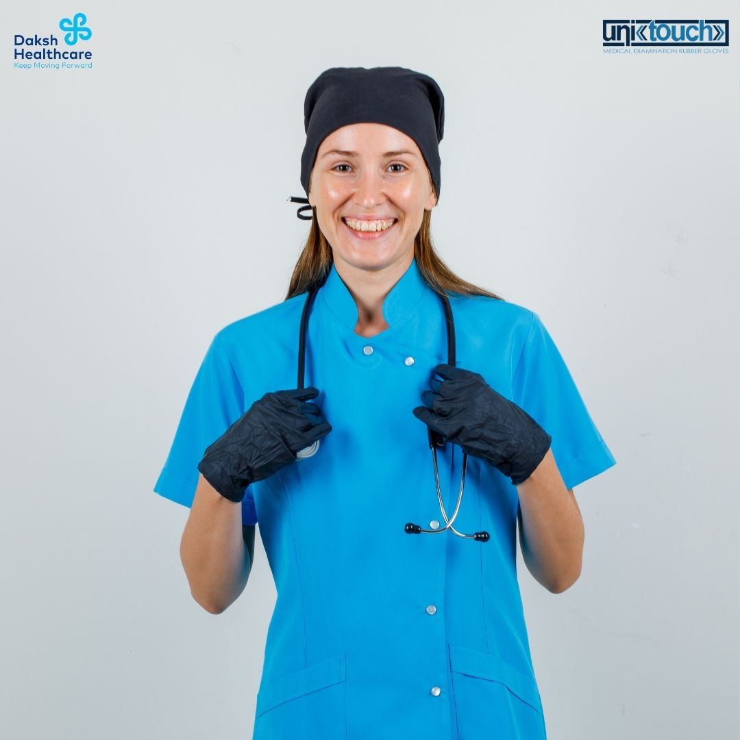 Unitouch Nitrile Powdered Free Examination Gloves (Black) Pack of 100 Pcs