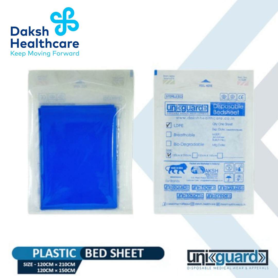 Uniguard Plastic Disposable / Hospital / Patient Bedsheet Blue Color