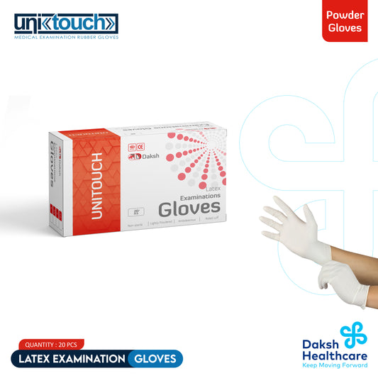 Unitouch Latex Powdered Examination Gloves Pack of 20 Pcs