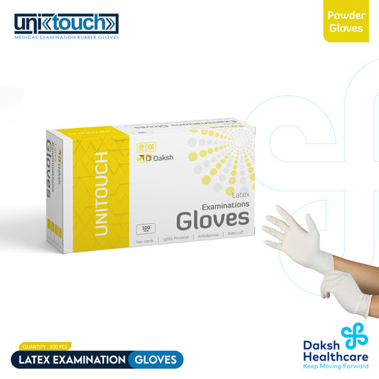 Unitouch Latex Powdered Examination Gloves Pack of 100 Pcs