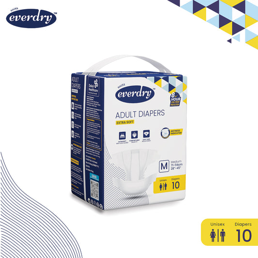Unifit Everydry Adult Diaper Extra Soft with Easy Tape Adjustment (10 PCS in a Pack) (M)