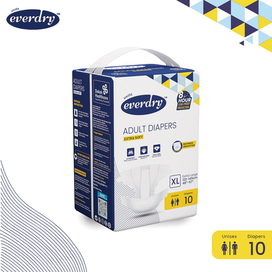 Unifit Everydry Adult Diaper Extra Soft with Easy Tape Adjustment (10 PCS in a Pack) (XL)