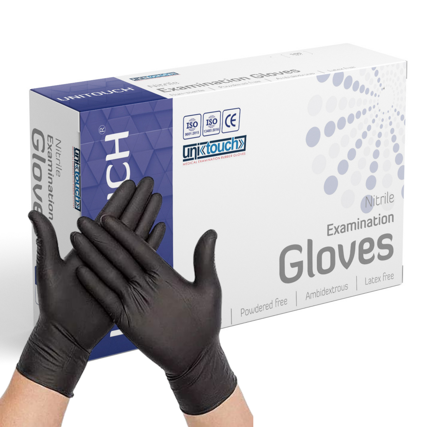 Unitouch Nitrile Powdered Free Examination Gloves (Black) Pack of 100 Pcs