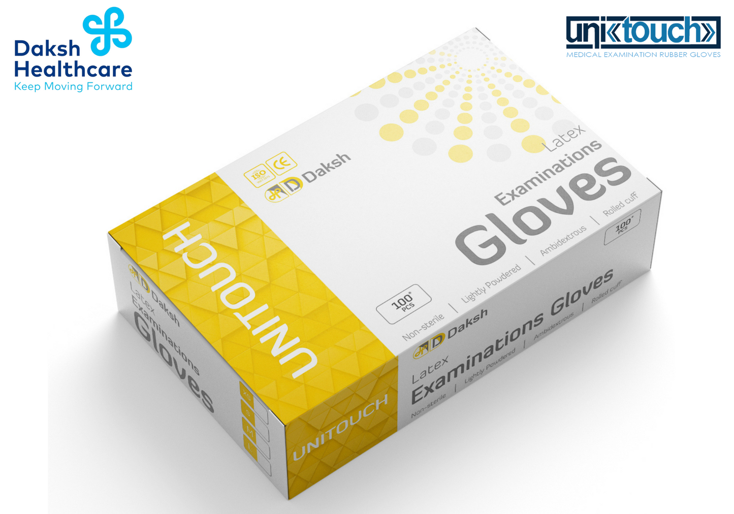 Unitouch Latex Powdered Examination Gloves Pack of 100 Pcs
