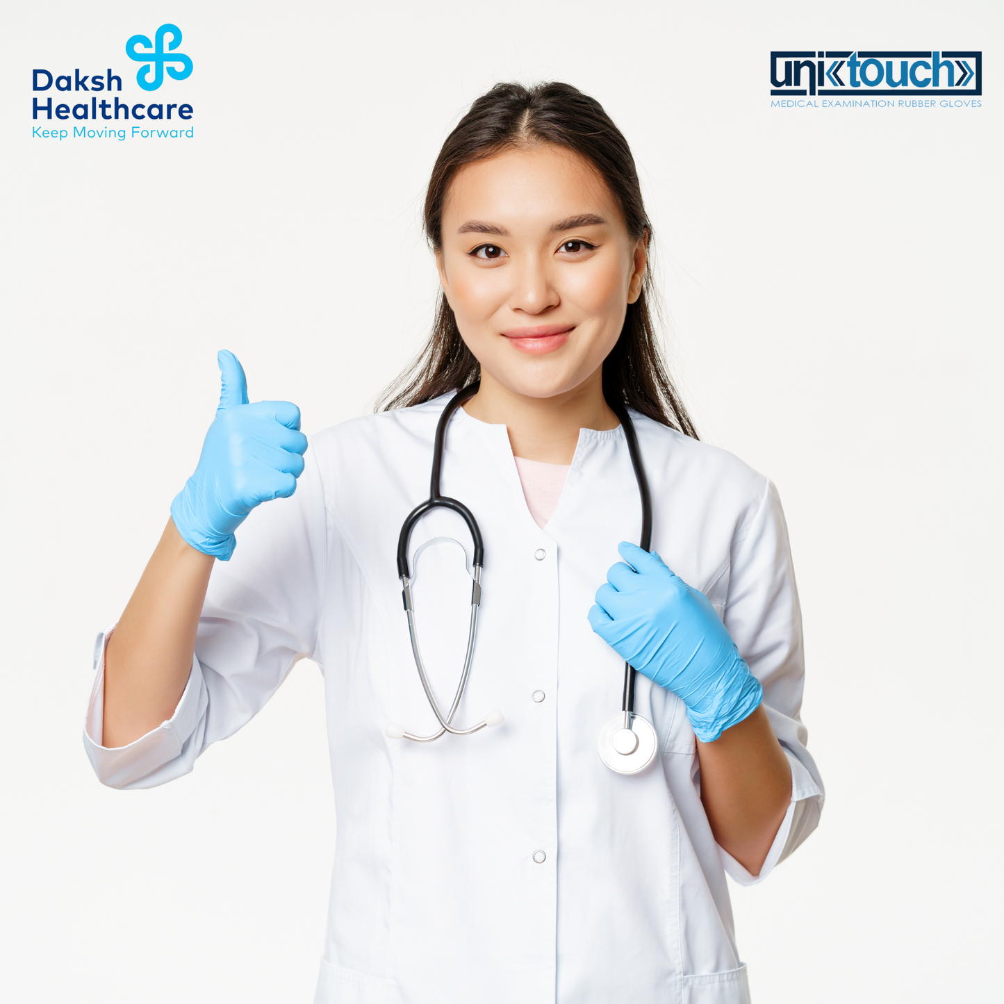 Unitouch Nitrile Powdered Free Examination Gloves (Blue) Pack of 30 Pcs