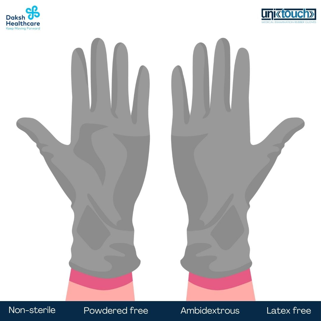 Unitouch Logo Unitouch Nitrile Powdered Free Examination Gloves (Grey) Pack of 30 Pc ...