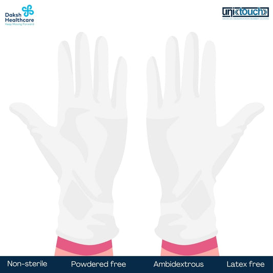 Unitouch Nitrile Powdered Free Examination Gloves (White) Pack of 100 Pcs