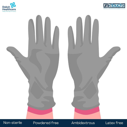 Unitouch Nitrile Powdered Free Examination Gloves (Grey) Pack of 50 Pcs