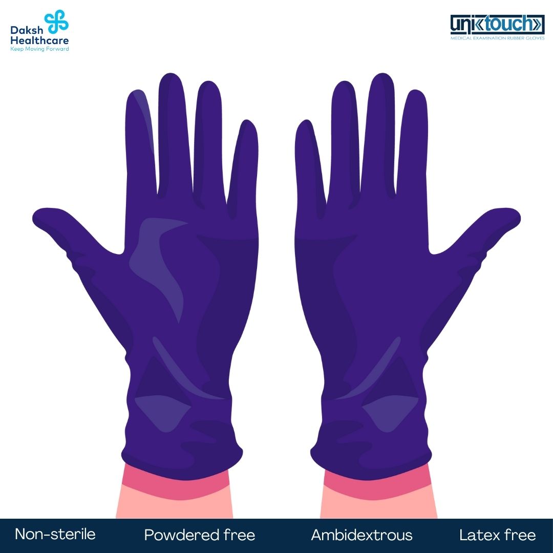 Unitouch Nitrile Powdered Free Examination Gloves (Purple) Pack of 30 Pcs
