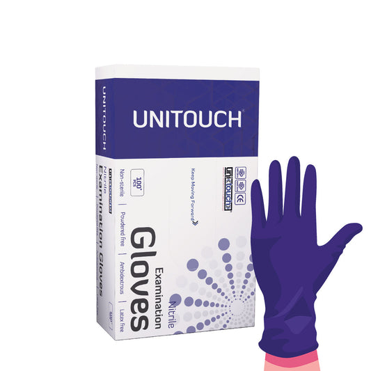 Unitouch Nitrile Powdered Free Examination Gloves (Purple) Pack of 50 Pcs